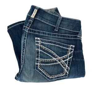 ARIAT R.E.A.L. Mid Rise Stretch Entwined Boot Cut Jeans Women's Size 31S Marine